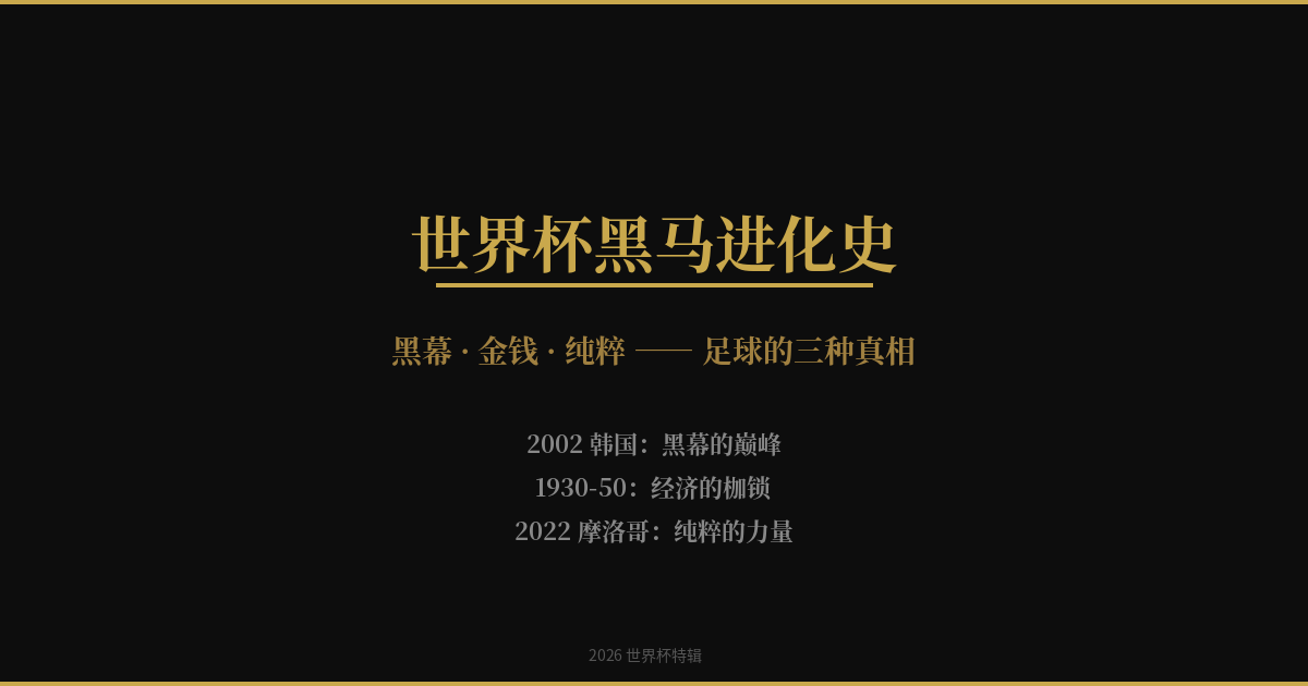 5月31日 | 世界杯黑马进化史：黑幕、金钱与纯粹，足球的三种真相